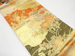 佐賀錦　雲に牡丹・秋草模様織り出し袋帯